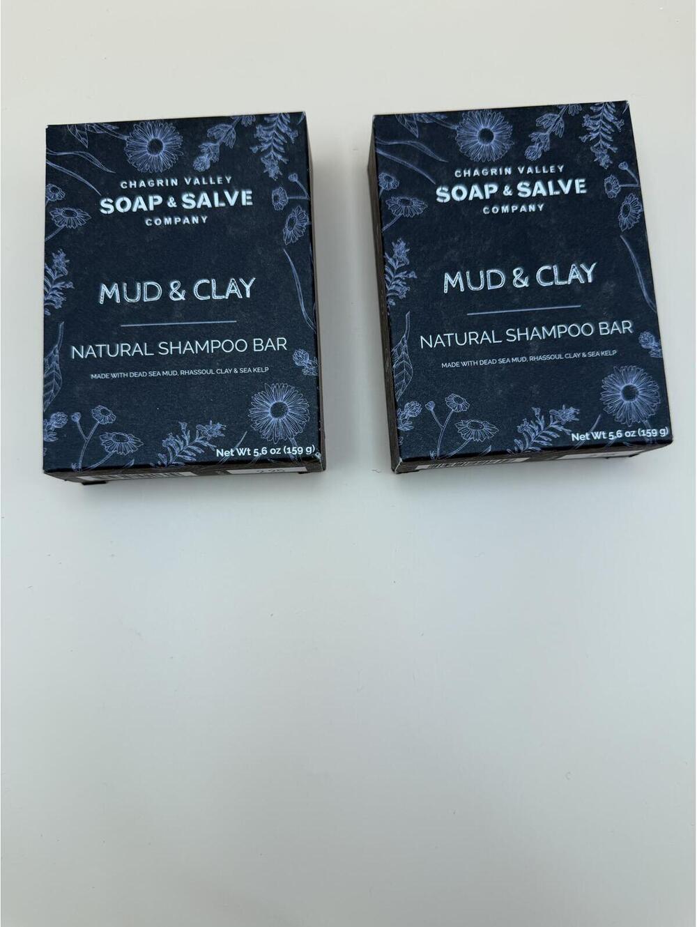 Set of 2 Chagrin Valley Mud & Clay Natural Shampoo Bars 5.6oz Detox -Organic NEW